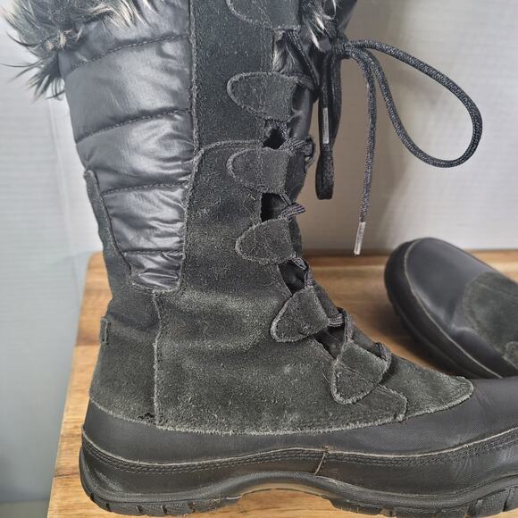 THE NORTH FACE Womens Nuptse Purna Black PrimaLoft Snow Boots Size 7 Faux Fur - Picture 9 of 16